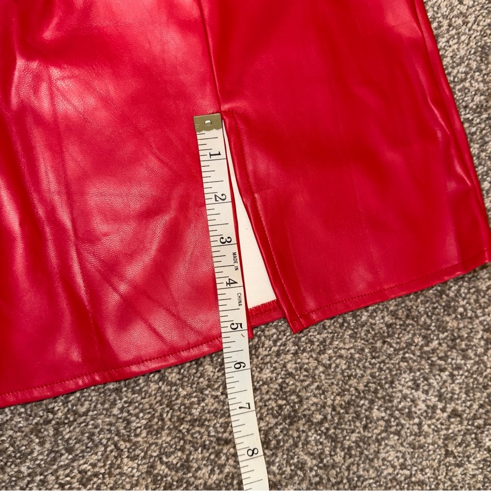 SHEIN Red Faux Leather Pencil Skirt - Picture 12 of 14